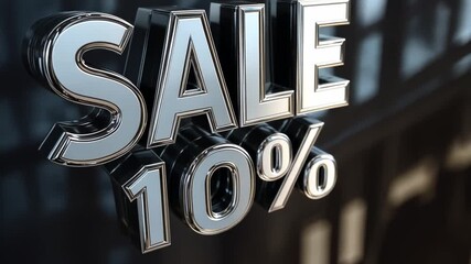 A promotional sign announces a special discount of ten percent on various products available at a local store. Shoppers are drawn to the vibrant offer within a lively shopping area