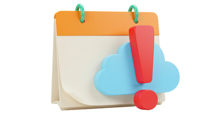 Isolated Calendar with Cloud and Exclamation Mark