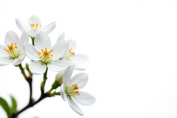 Obraz premium Delicate white flower blossoms against a stark white background , delicate, isolated
