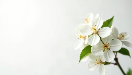 Obraz premium Delicate white flower blossoms against pure white background, beauty, white background