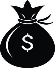 Money Bag Silhouette Vector & Finance Icon, Bag Design