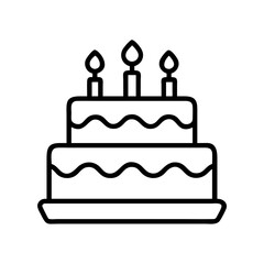 Birthday cake vector icon with candles for party celebration and sweet dessert design element illustration