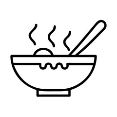 Hot soup bowl with spoon vector illustration food and drink icon for restaurant menu and cooking blog c