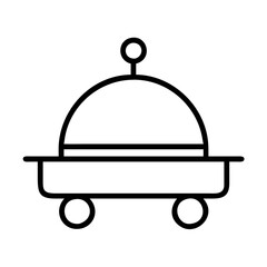Outline food service trolley vector icon for restaurant catering and room service design element isolated 