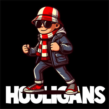 Vector illustration of Football fans ultras hooligans 