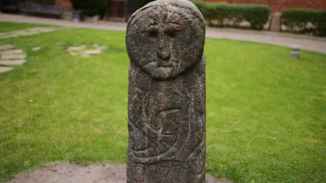 Stone baba in Ordensburg castle in Olsztyn