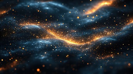Naklejka premium Abstract glowing particles wave, cosmic background, digital art, website header