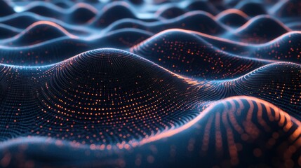 Fototapeta premium Abstract Digital Landscape: Glowing Waves of Data