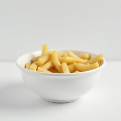 Empty white disposable bowl isolated on white surface, container, single use