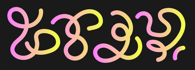 Fototapeta premium Set of gradient flowing lines and loops in gradient colors. Wavy neon ribbons. Curve shapes for design
