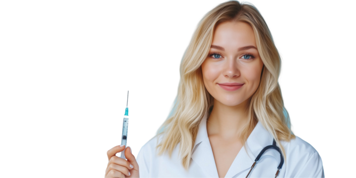 portrait of a young female doctor on white background