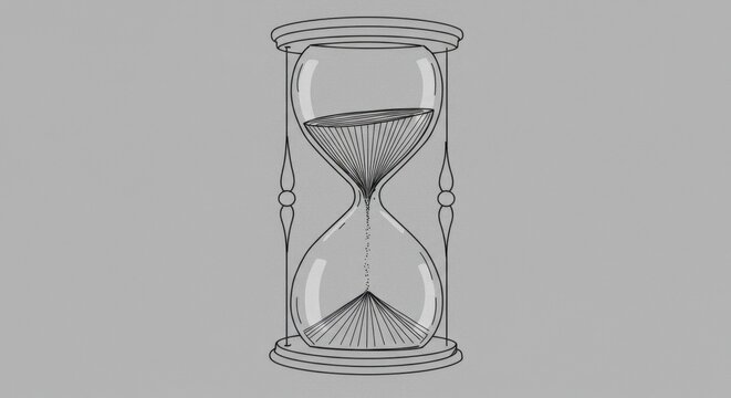 recommend clip art: Minimalist Monochrome Hourglass Outline with Sand