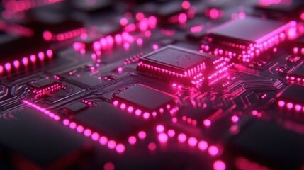 Obraz premium Illuminated Circuit Board: A Close-Up of Advanced Technology