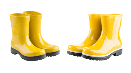 A pair of high-quality waterproof rain boots on transparent background