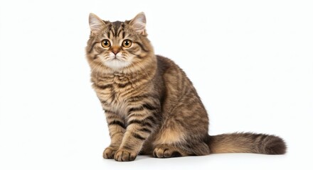 Obraz premium A cute maine coon kitten and tabby british shorthair cat a sitting on white background