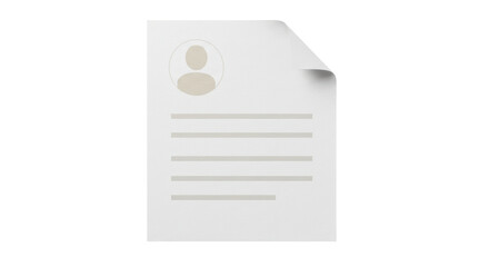 Isolated Resume Document with Profile Icon and Text Lines