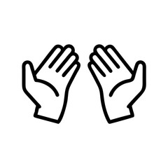 Fototapeta premium Outline of two open hands, symbolizing support and care, minimalist design on a simple white background