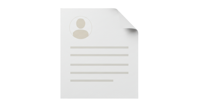 Isolated Resume Document with Profile Icon and Text Lines
