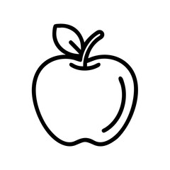 Green apple illustration in simple line art style, fresh fruit concept