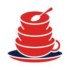  A stack of tea saucers with spoon rests.