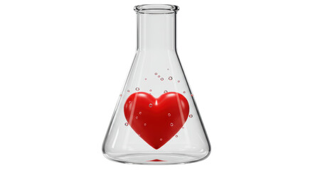 Isolated Scientific Flask with Red Heart Inside