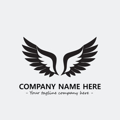 Wing illustration black and white for logo company vector image
