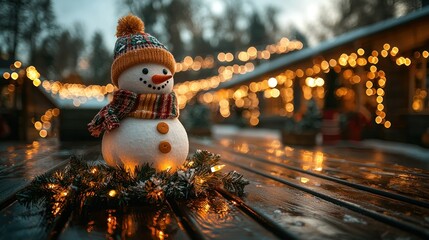 Charming Snowman at Christmas Market