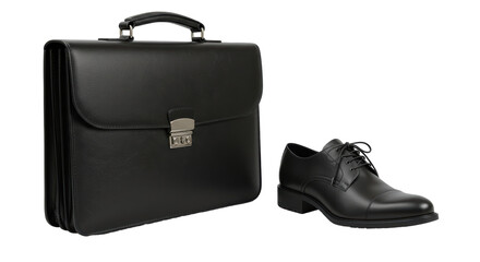 Isolated Business Briefcase and Leather Shoe Set