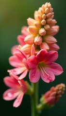 Fototapeta premium Macro shot of soybean flowers with tiny water droplets on petals, petals, water droplets, flowers