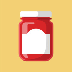 cute strawberry jam icon. strawberries made into red jam. cute adorable jam design