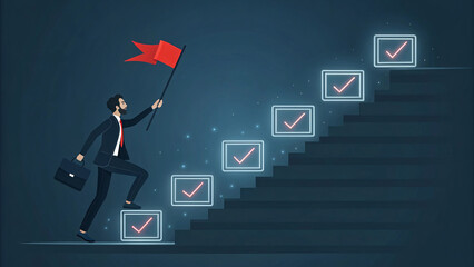 Business Success Steps Professional Growth and Goal Achievement Concept