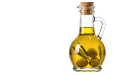 Isolated Olive Oil Glass Bottle with Cork Stopper