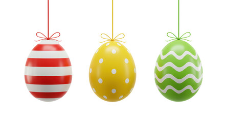 Isolated Three Easter Eggs with Decorative Patterns