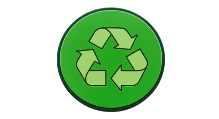 Isolated Round Green Recycle Button