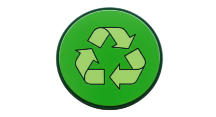 Isolated Round Green Recycle Button