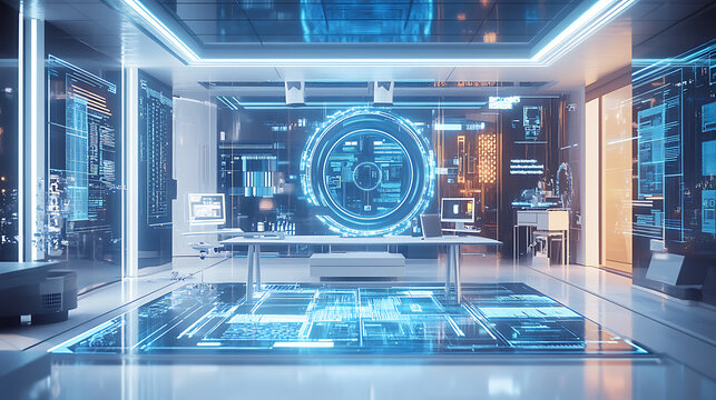 An AI powered system automating 3D modeling by analyzing real time design parameters and user inputs, futuristic design studio with AI-driven 3D rendering and prototyping, Creative technology style