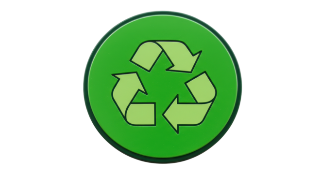 Isolated Round Green Recycle Button