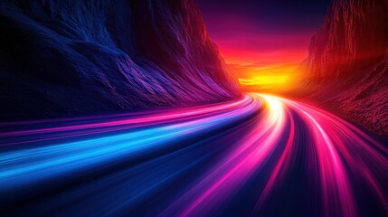 Vibrant Nightscape: A Journey Through Neon Mountains