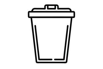 Garbage container icon, simple and unobtrusive Trash Bin dust bin vector silhouette illustration isolated in white background.