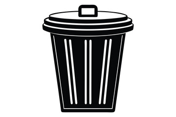 Garbage container icon, simple and unobtrusive Trash Bin dust bin vector silhouette illustration isolated in white background.