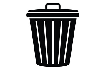 Garbage container icon, simple and unobtrusive Trash Bin dust bin vector silhouette illustration isolated in white background.