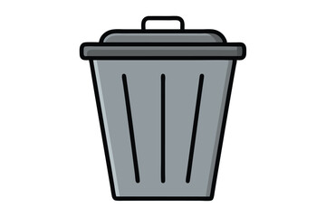 Garbage container icon, simple and unobtrusive Trash Bin dust bin vector silhouette illustration isolated in white background.