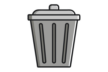 Garbage container icon, simple and unobtrusive Trash Bin dust bin vector silhouette illustration isolated in white background.