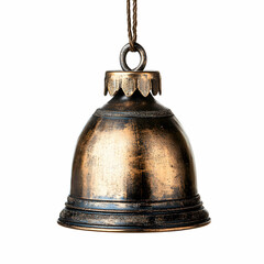 Elegant christmas bell ornament with antique finish isolated on white background