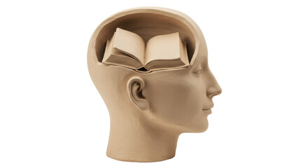Isolated Open Book Inside Human Head for Knowledge
