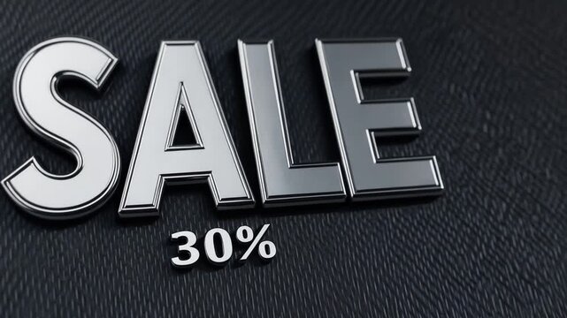 A promotional sign displays a vibrant 30 percent discount clearly visible against a textured background, capturing attention and inviting shoppers to take advantage of the sale