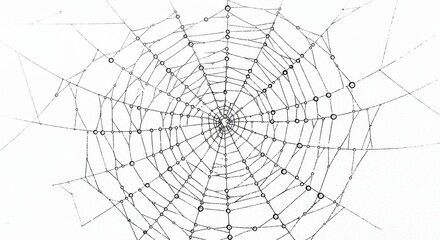 Obraz premium Monochrome Outline Spiderweb with Morning Dew
