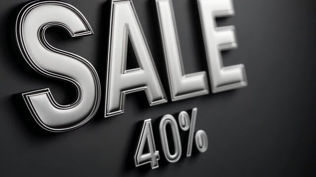 A vibrant announcement highlighting a significant 40 percent discount on a range of products. Shoppers are encouraged to take advantage of this limited-time offer in a bustling retail environment