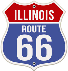 Illinois Route 66 road sign vector illustration