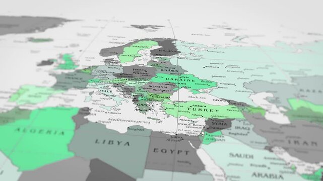 Map The camera rotating around Bulgaria on the world map takes the focus. 4K Map Animation.
